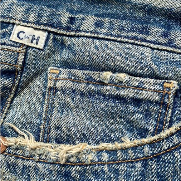 New Citizens of Humanity Blue Dirty Wash Distressed Cutoff Jean Mini Skirt Sz 27 - Picture 9 of 11